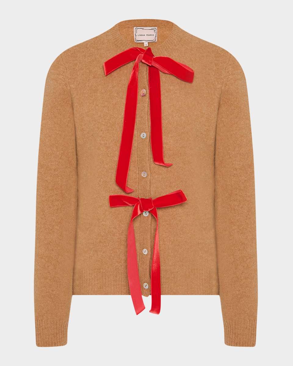 Olivia Bow-Front Brushed Wool Cardigan
